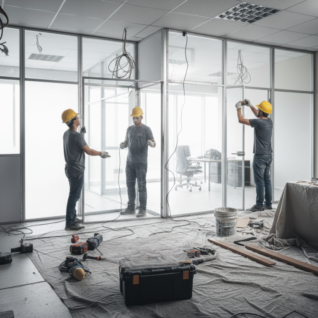 new aluminium glass partition work